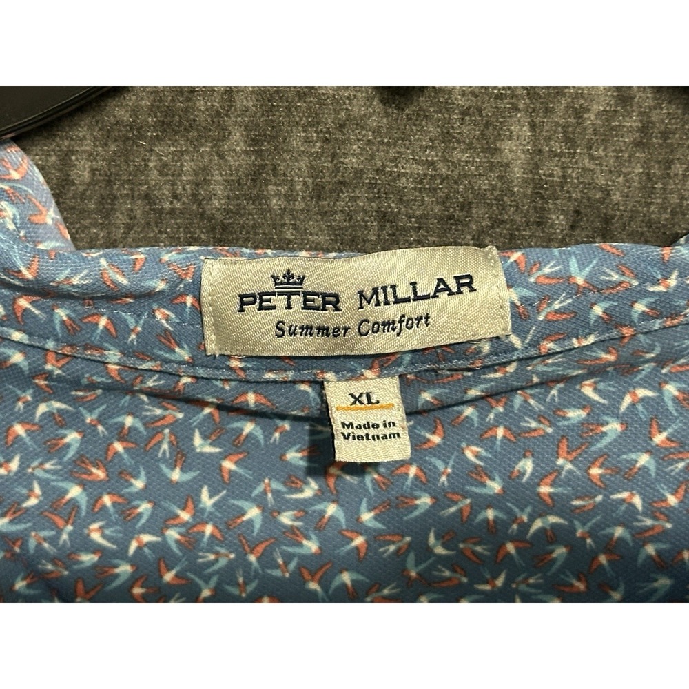 Peter Millar Performance Polo Shirt Mens XL Blue Summer Comfort Geometric Design